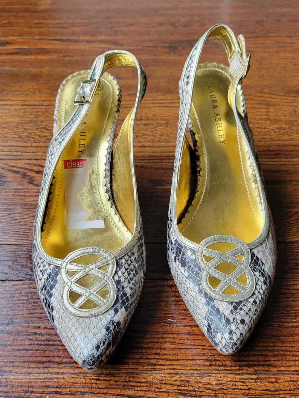 Laura Ashley Sneak Print Women's Slingback Heels Sz USA 10B Business Casual